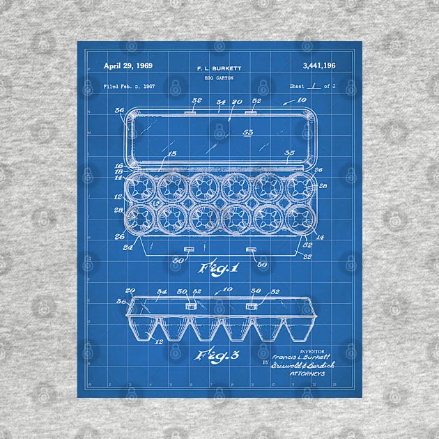 Egg Carton Patent - Kitchen Chef Farming Farmhouse Art - Blueprint by patentpress